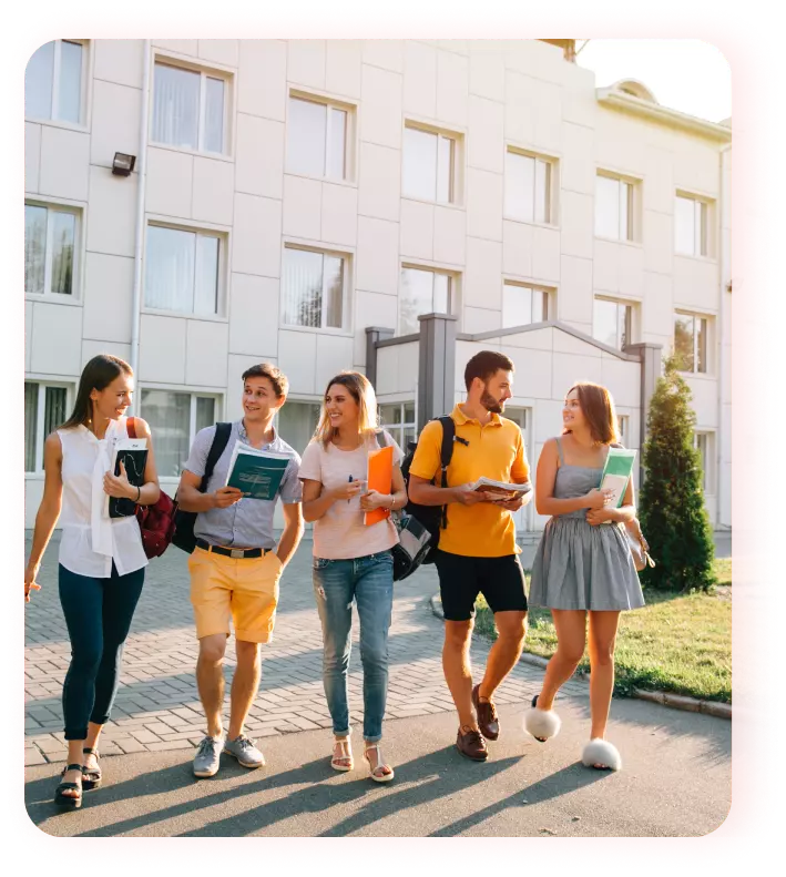 Students walking together on a university campus