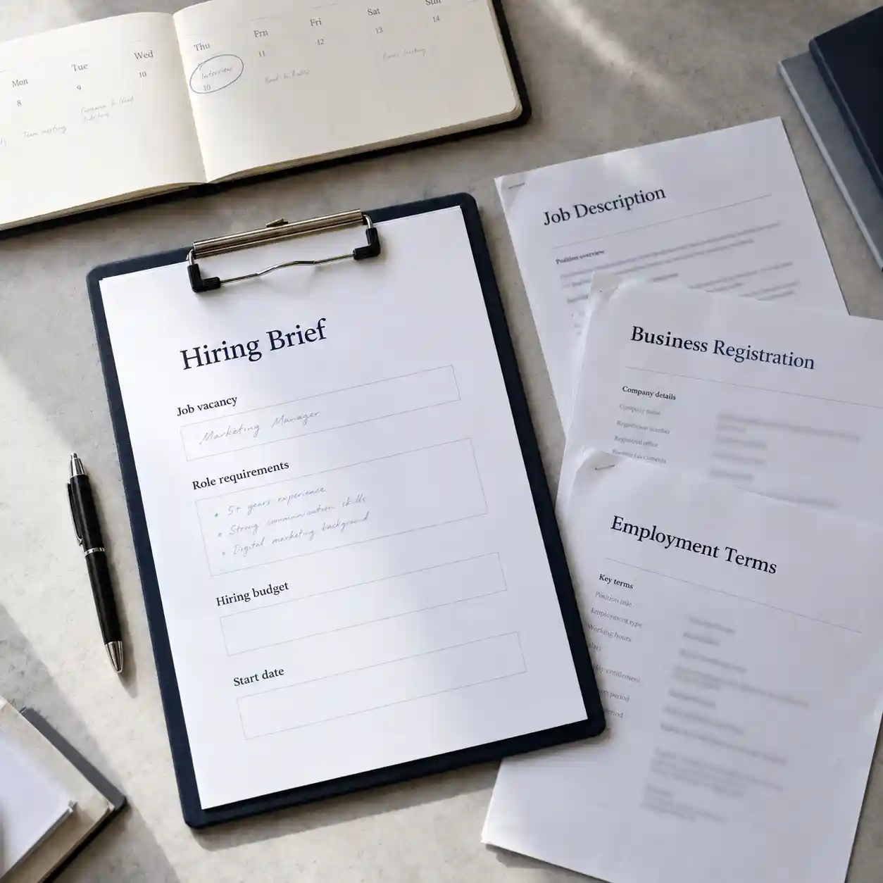 Recruitment and employment documents being approved